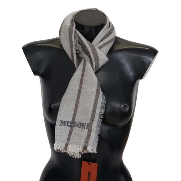Missoni Multicolor Striped Wool Unisex Neck Wrap Scarf