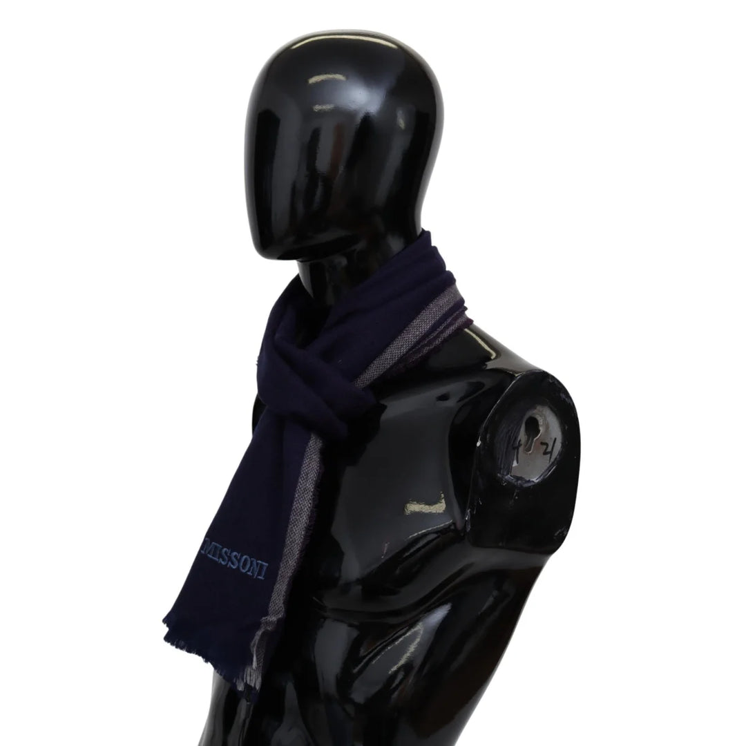 Missoni Multicolor Striped Wool Unisex Wrap Fringes Scarf