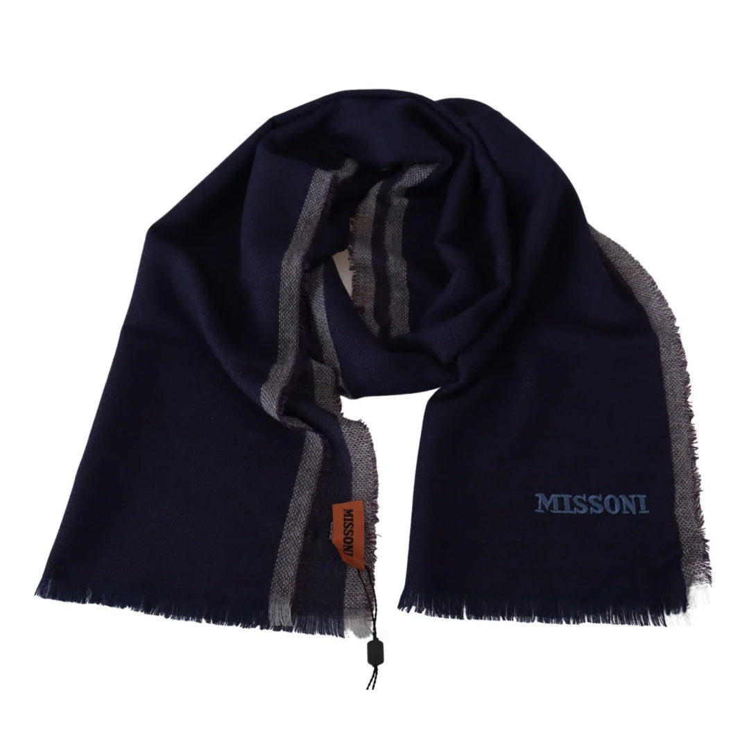 Missoni Multicolor Striped Wool Unisex Wrap Fringes Scarf