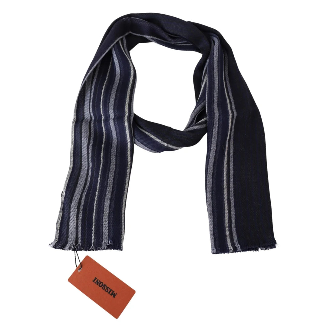 Missoni Multicolor Wool Striped Unisex Wrap Fringes Shawl