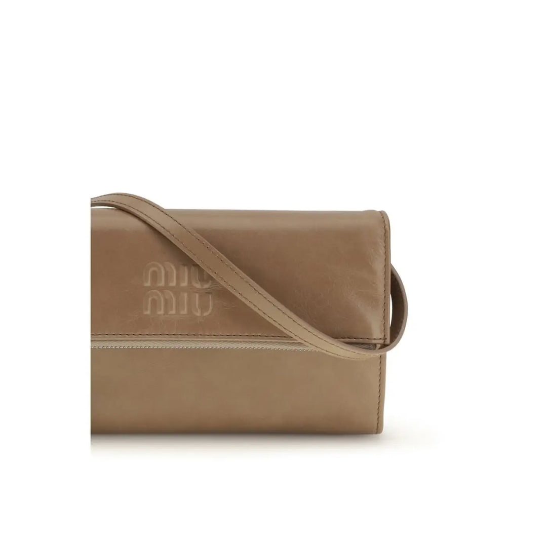 Women’s Miu Beige Calf Leather Bos Taurus Clutch Bag