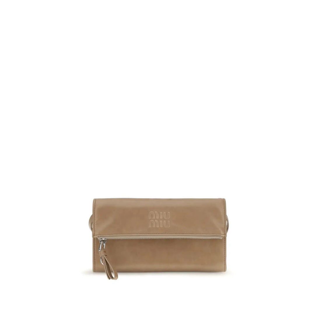 Women’s Miu Beige Calf Leather Bos Taurus Clutch Bag
