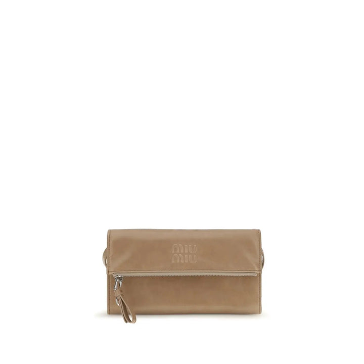Women’s Miu Beige Calf Leather Bos Taurus Clutch Bag