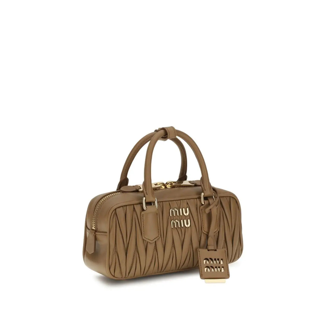 Miu Beige Calf Leather Bos Taurus Handbag