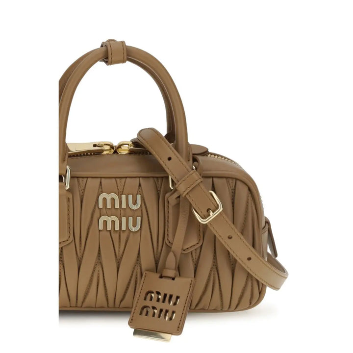 Miu Beige Calf Leather Bos Taurus Handbag