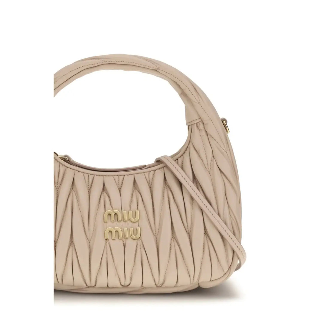 Women’s Miu Beige Calf Leather Bos Taurus Shoulder Bag