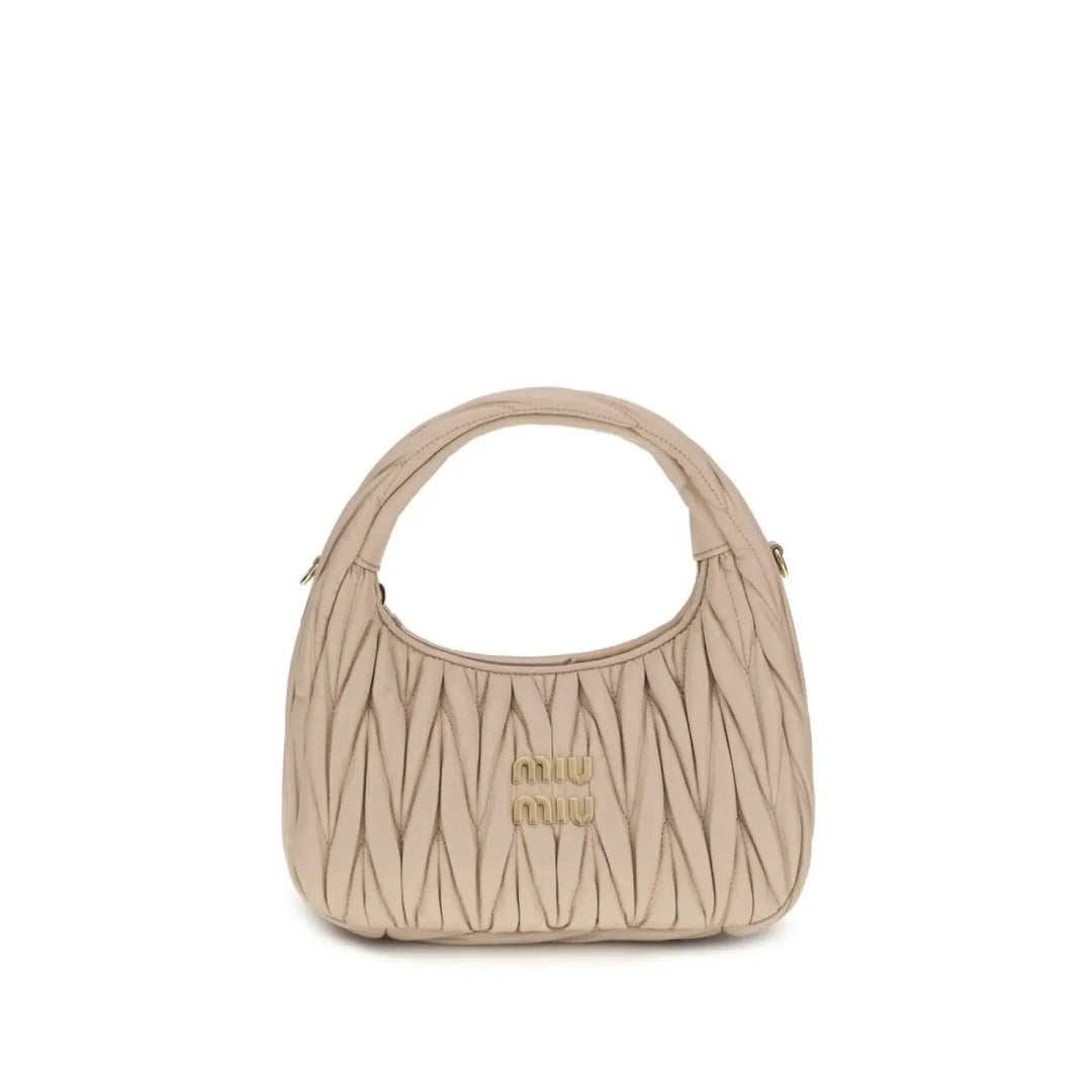 Women’s Miu Beige Calf Leather Bos Taurus Shoulder Bag