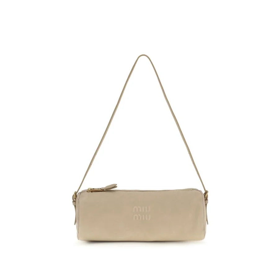 Miu Beige Calf Leather Bos Taurus Shoulder Bag