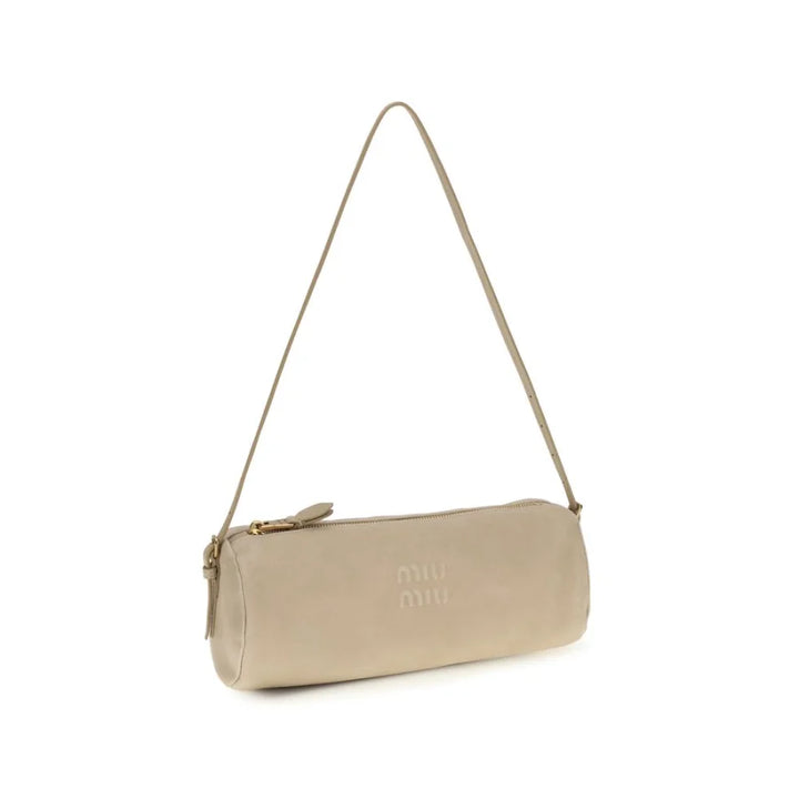 Miu Beige Calf Leather Bos Taurus Shoulder Bag