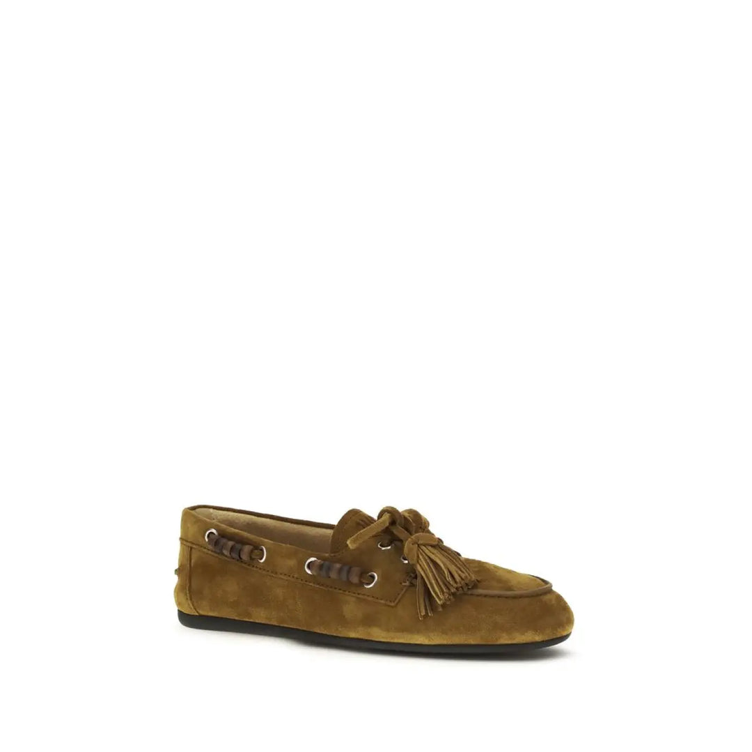 Miu Beige Calf Leather Bos Taurus Slip-on Loafers