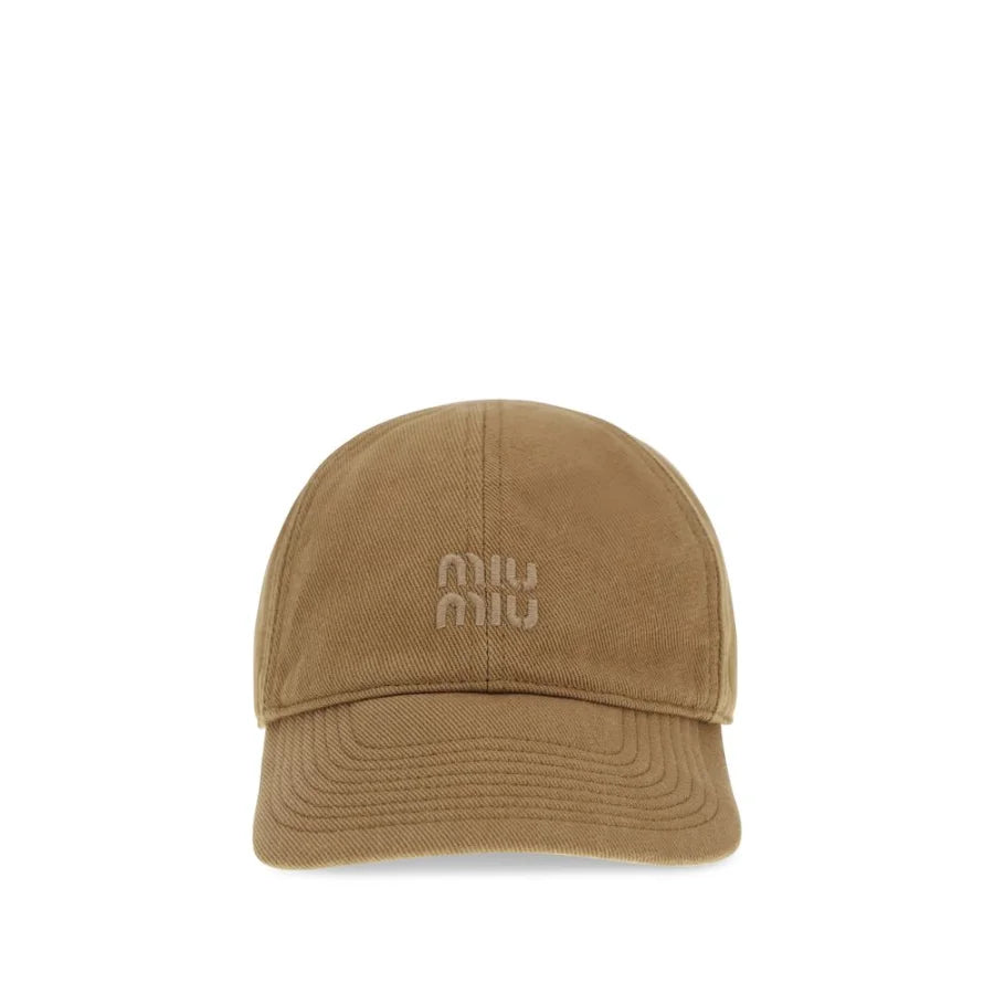 Miu Beige Cotton Cap (Baseball Hat)