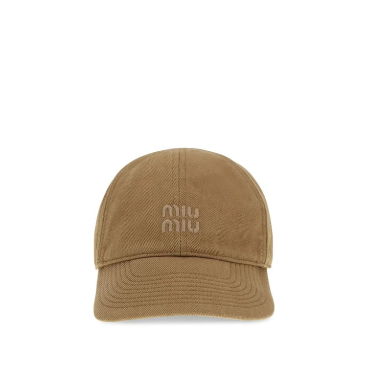Miu Beige Cotton Cap (Baseball Hat)