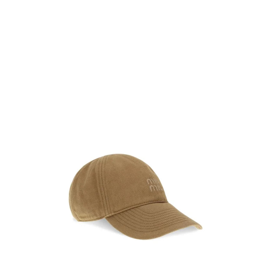 Miu Beige Cotton Cap (Baseball Hat)