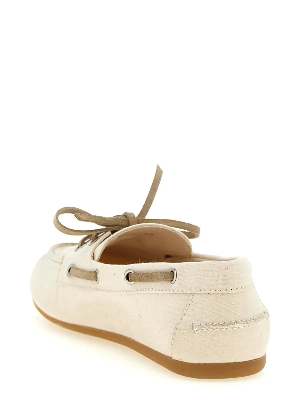 Miu Beige Cotton Slip-on Loafers