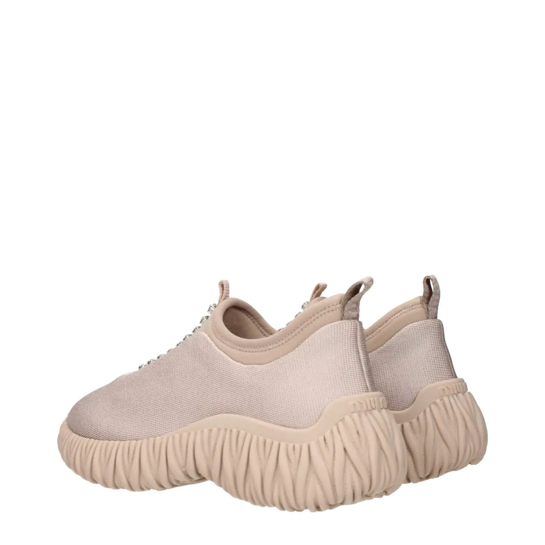 Miu Beige Fabric Sneakers