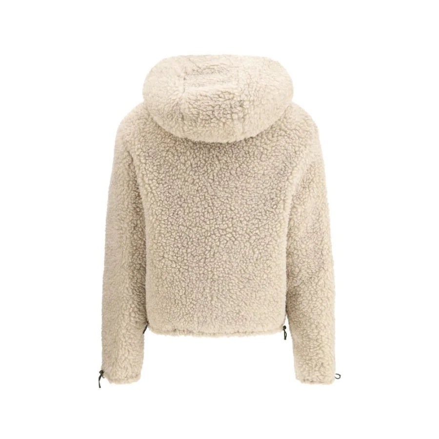 Miu Beige Fleece Wool Full-Length Jacket