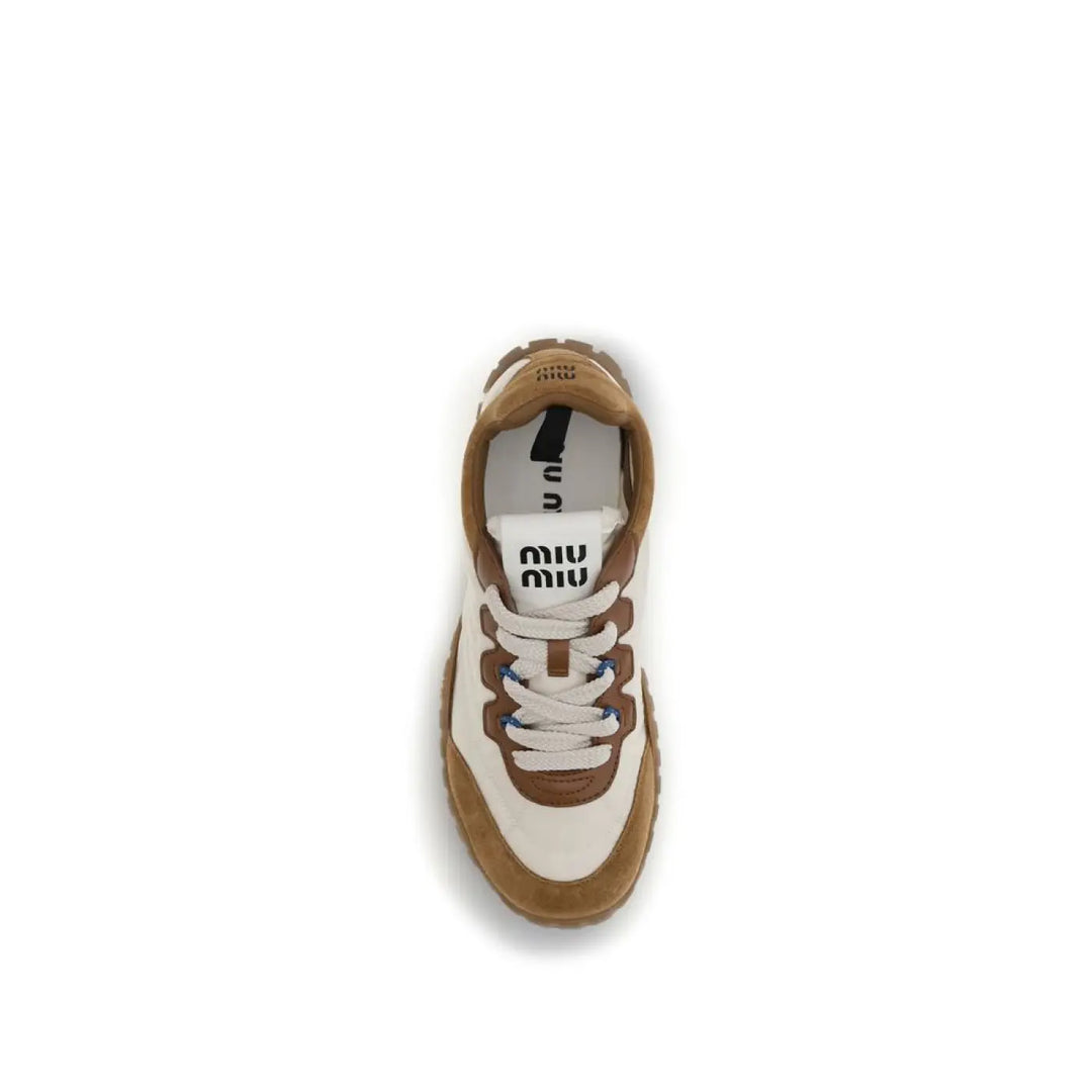 Miu Beige Polyamide Athletic Sneakers