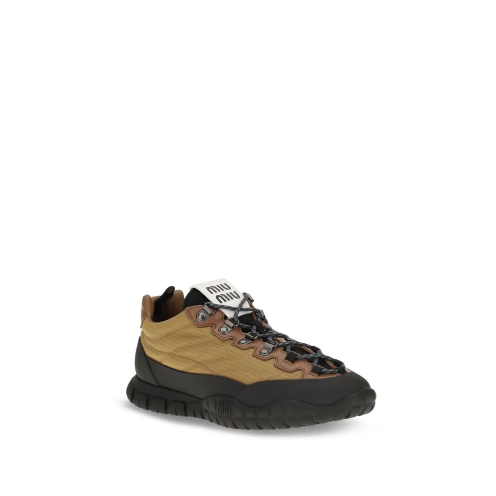 Miu Beige Polyamide Athletic Sneakers