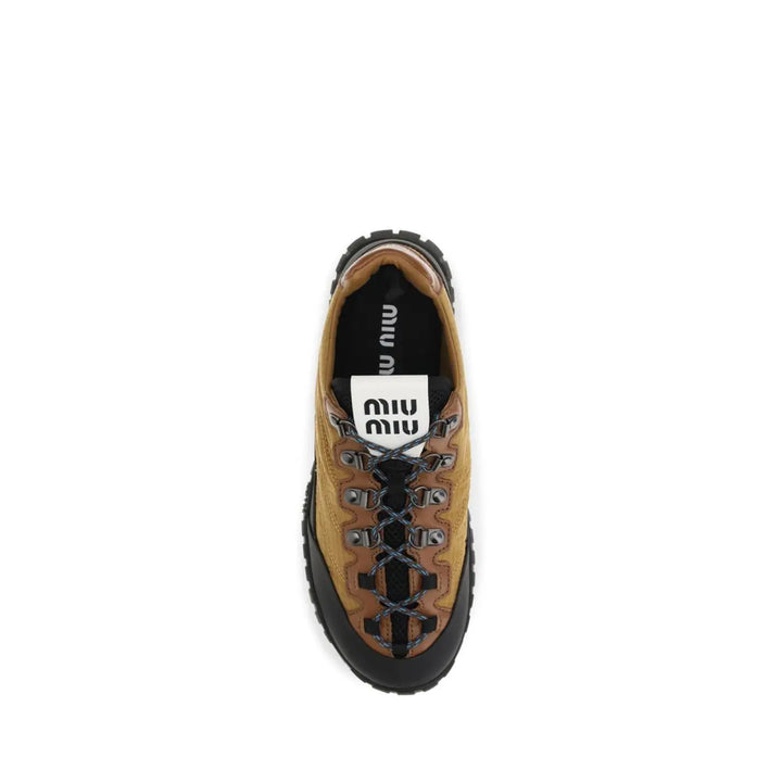 Miu Beige Polyamide Athletic Sneakers