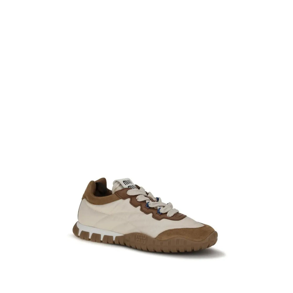 Miu Beige Polyamide Athletic Sneakers