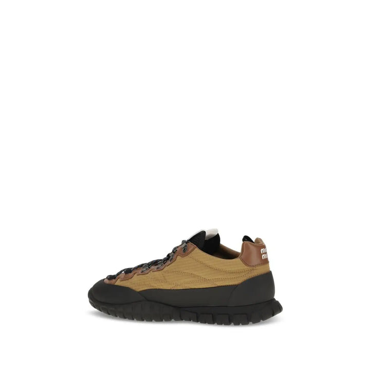 Miu Beige Polyamide Athletic Sneakers