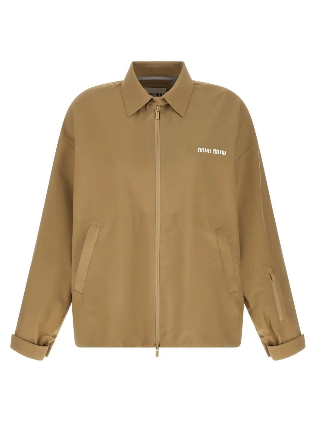 Miu Beige Recycled Polyester Shell Jacket