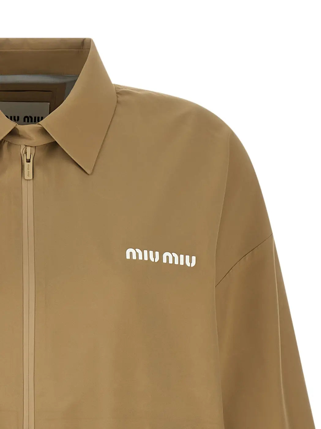 Miu Beige Recycled Polyester Shell Jacket