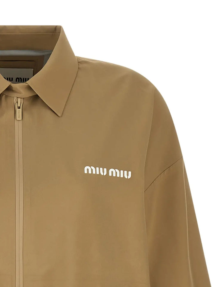 Miu Beige Recycled Polyester Shell Jacket