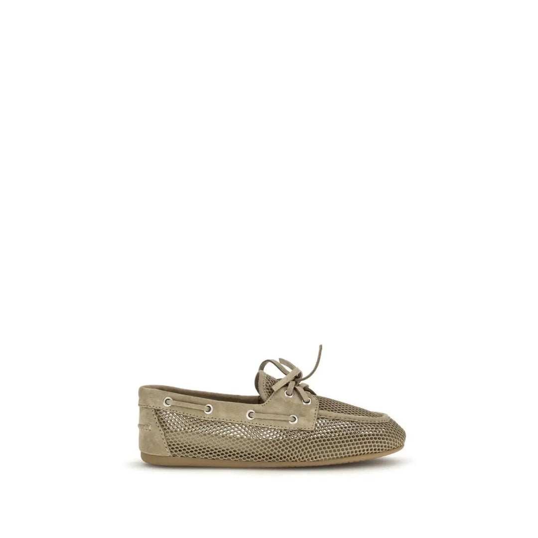 Miu Beige Recycled Polyester Slip-On Loafers