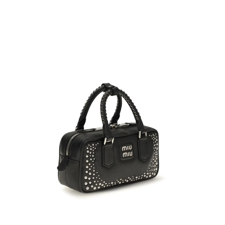 Miu Black Calf Leather Bos Taurus Handbag