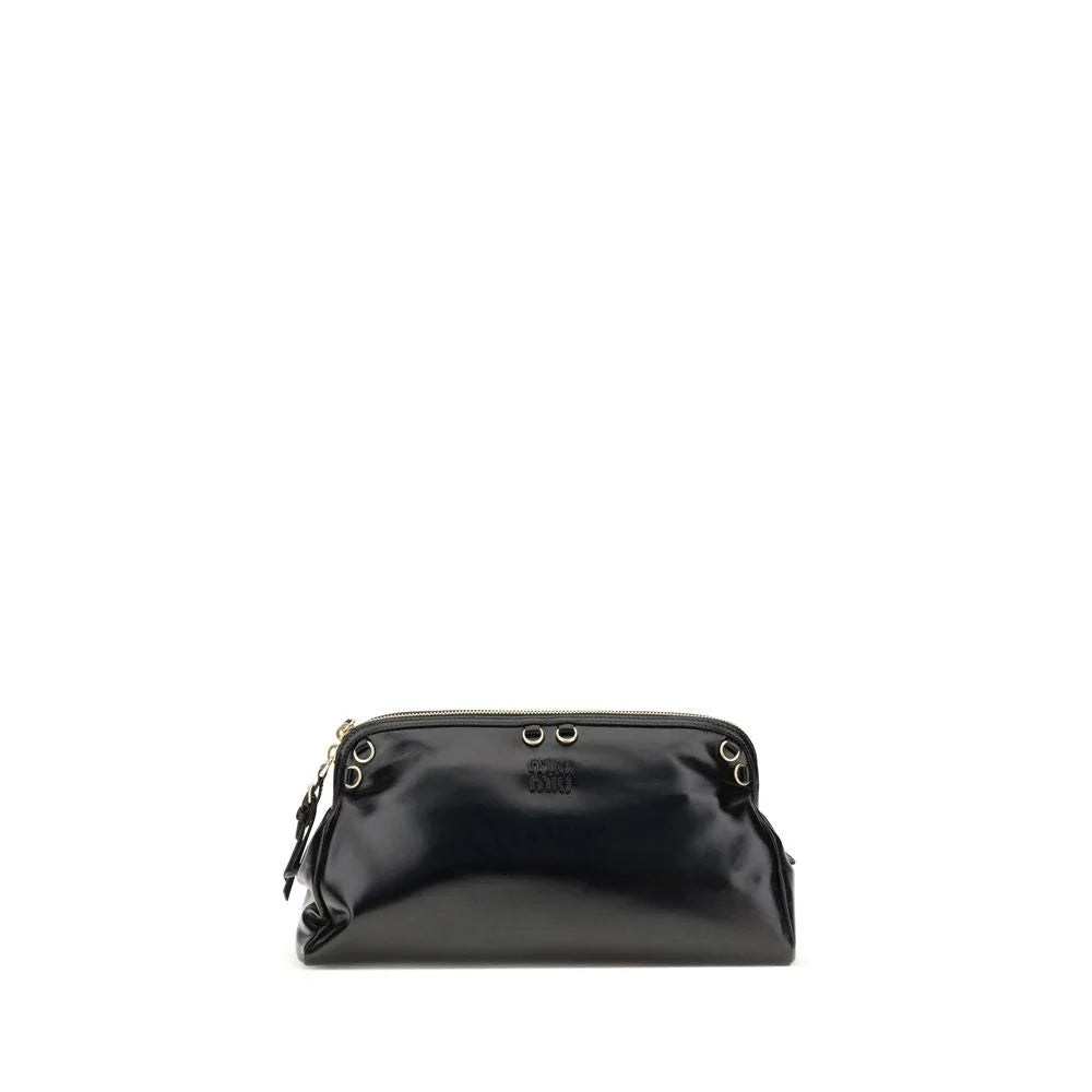 Miu Black Calf Leather Bos Taurus Shoulder Bag