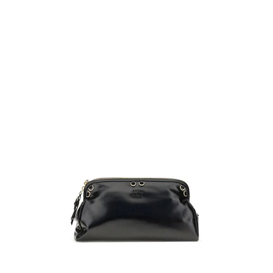 Miu Black Calf Leather Bos Taurus Shoulder Bag