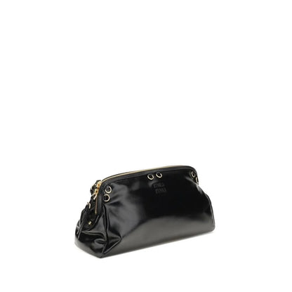 Miu Black Calf Leather Bos Taurus Shoulder Bag