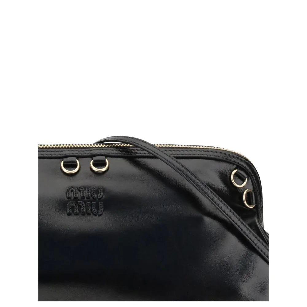 Miu Black Calf Leather Bos Taurus Shoulder Bag
