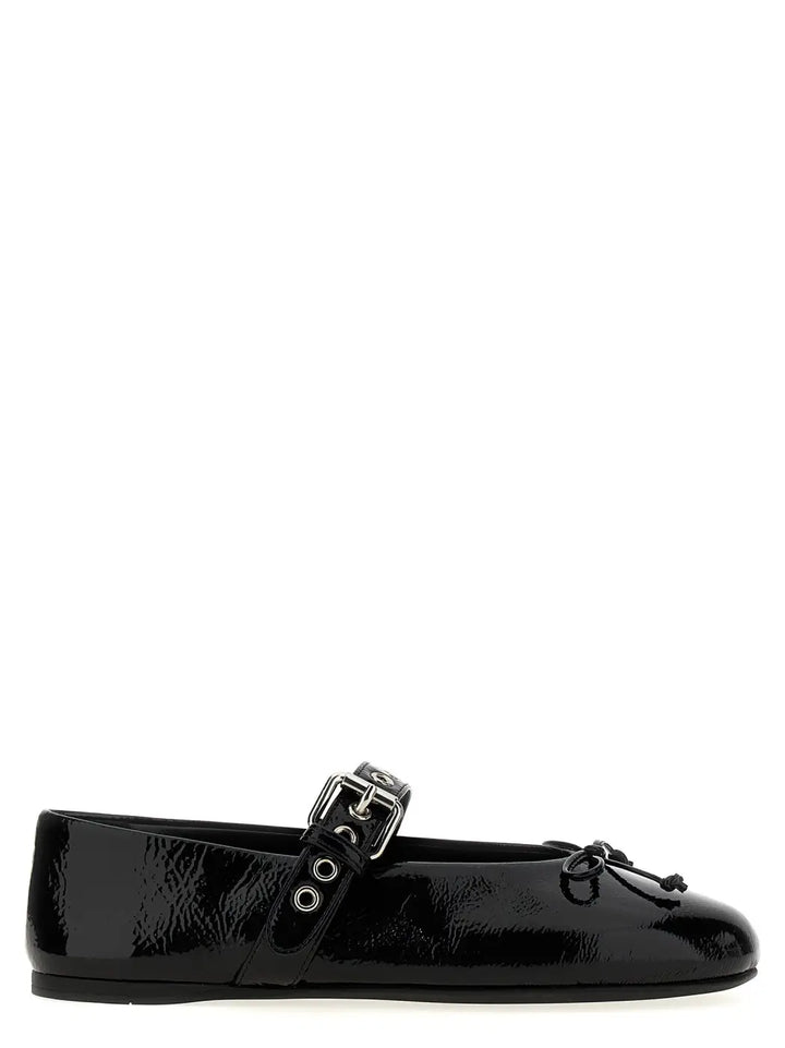 Miu Black Calfskin Ballet Flats