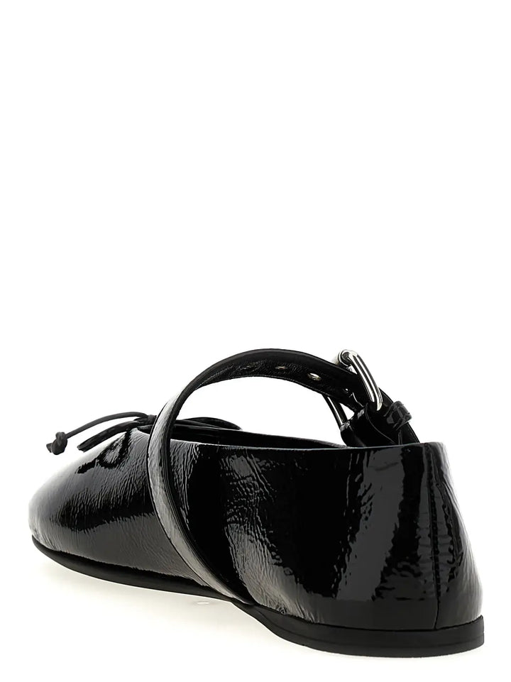 Miu Black Calfskin Ballet Flats