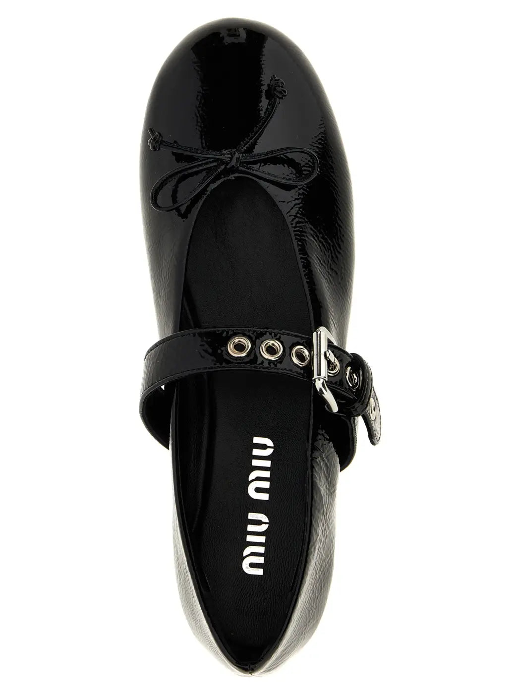 Miu Black Calfskin Ballet Flats
