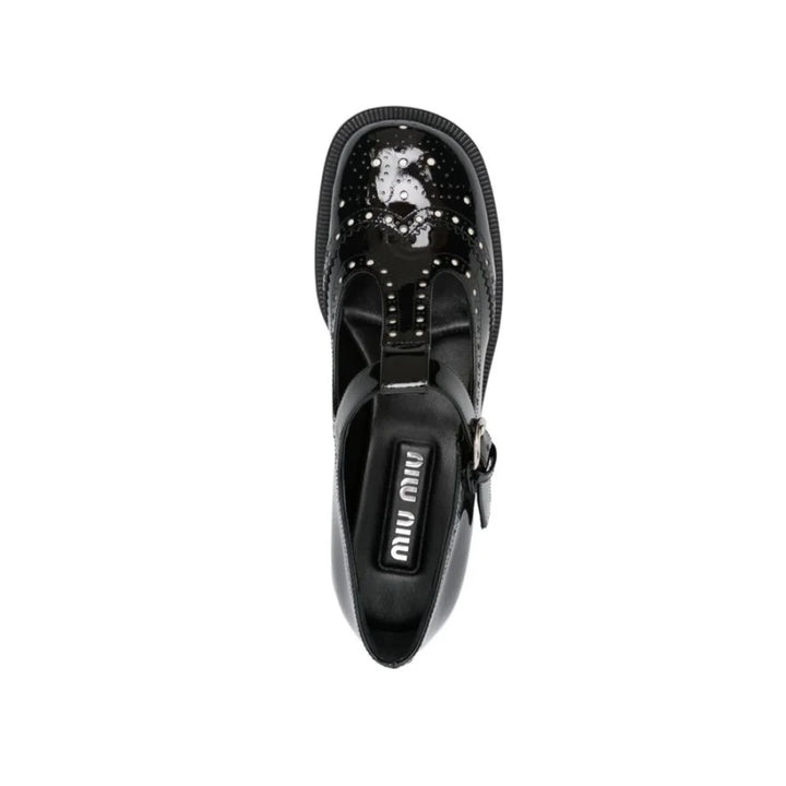 Miu Black Calfskin Ballet Flats