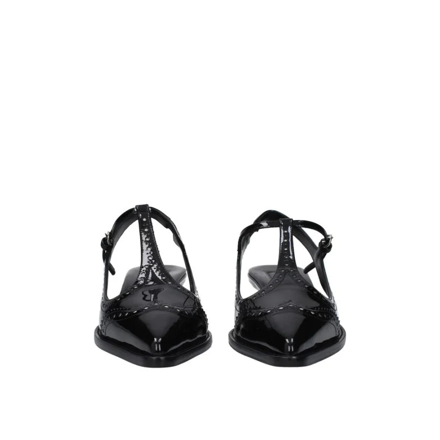 Miu Black Calfskin Mid Heel Pumps
