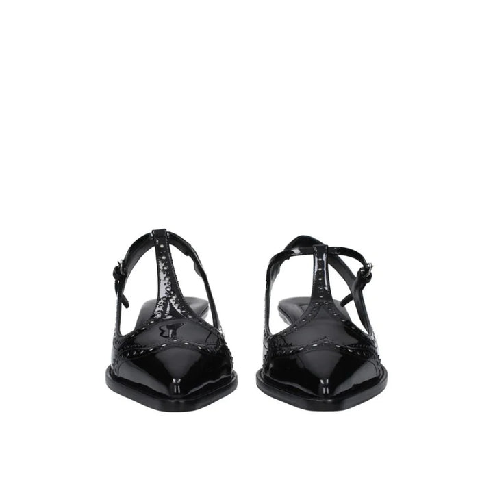 Miu Black Calfskin Mid Heel Pumps
