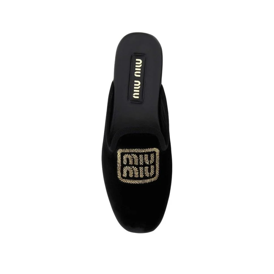 Miu Black Calfskin Mules