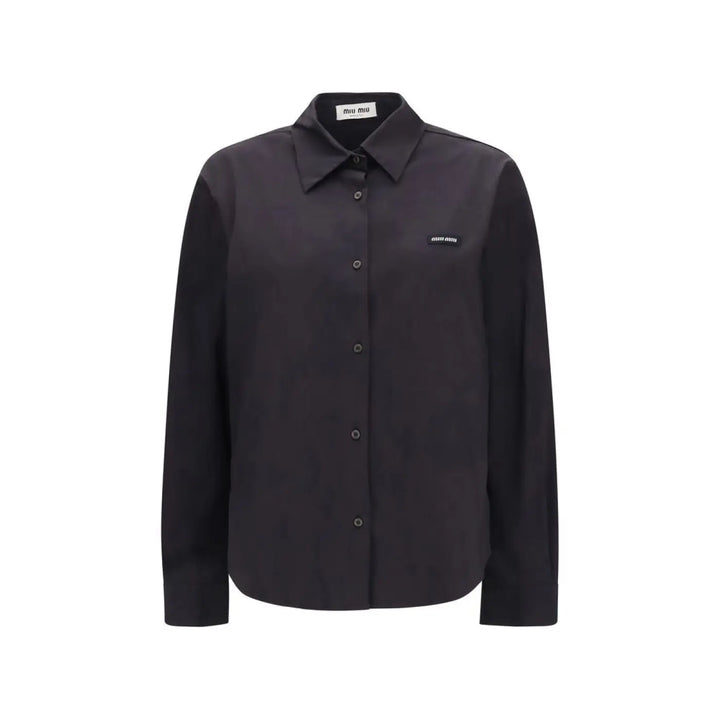 Miu Black Cotton Dress Shirt