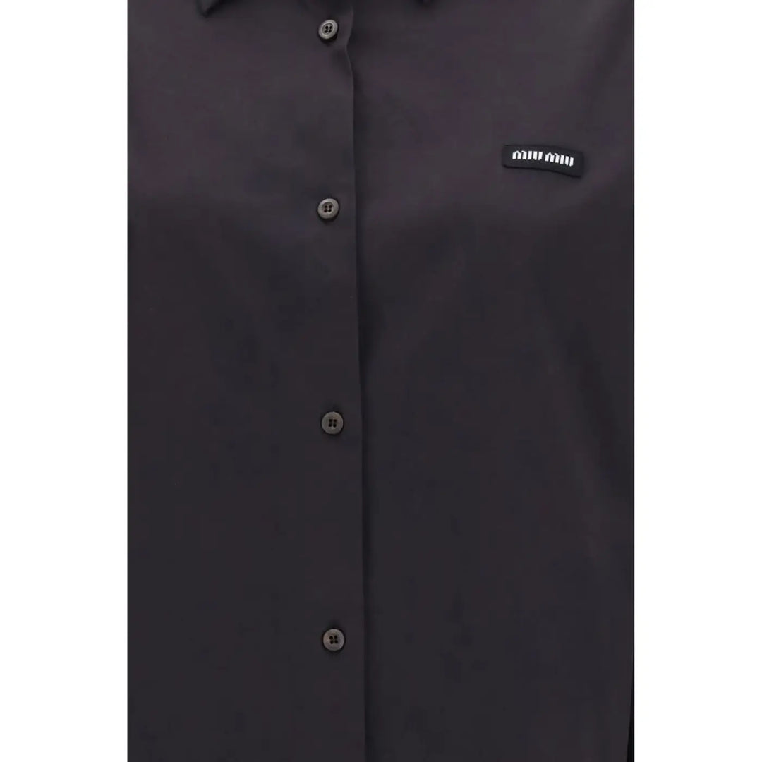 Miu Black Cotton Dress Shirt