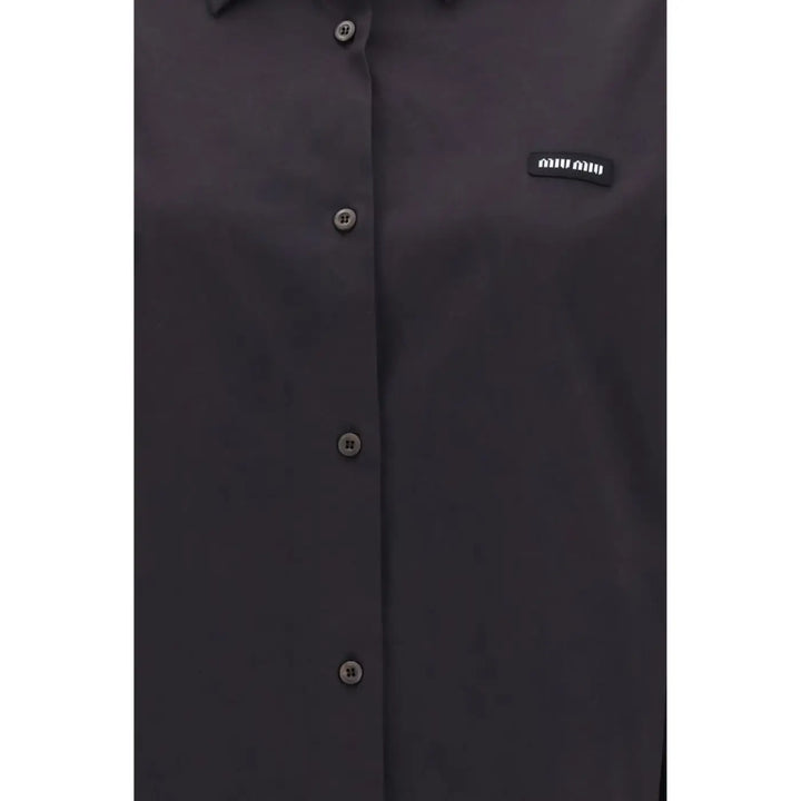 Miu Black Cotton Dress Shirt