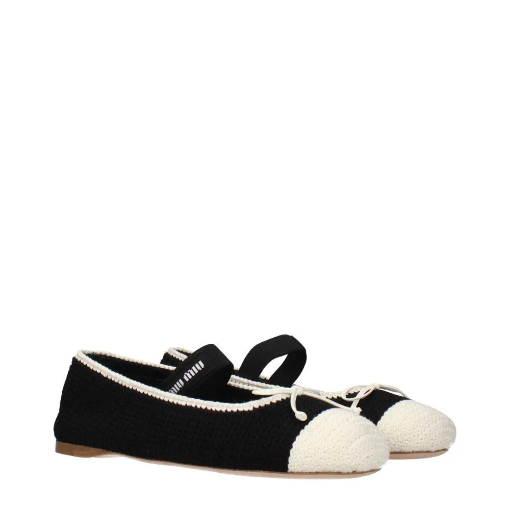 Miu Black Fabric Ballet Flats