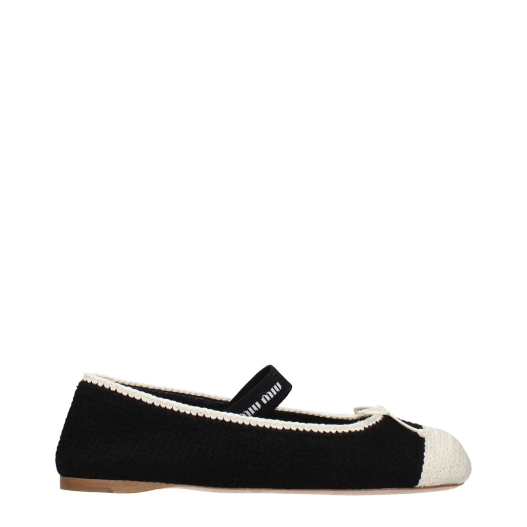 Miu Black Fabric Ballet Flats