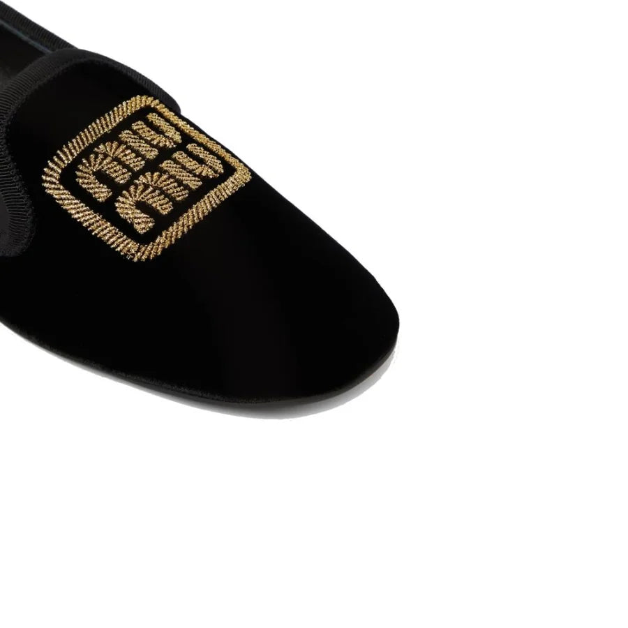 Miu Black Fabric Flats