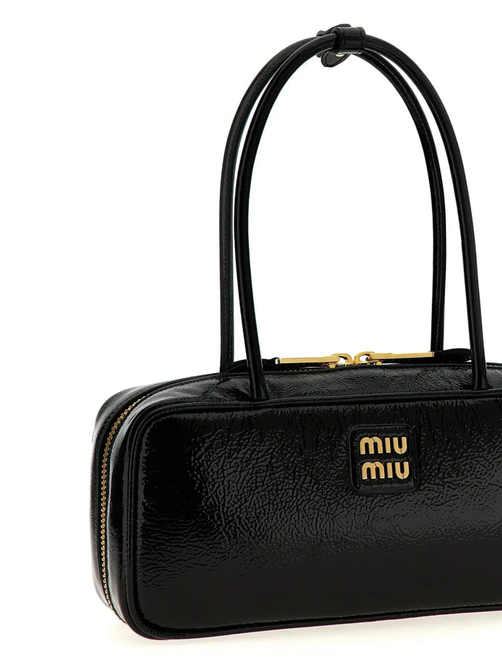 Miu Black Lamb Leather Handbag