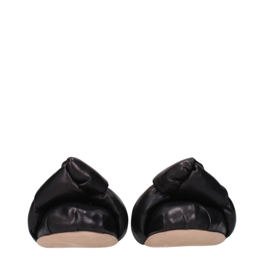 Miu Black Leather Ballet Flats