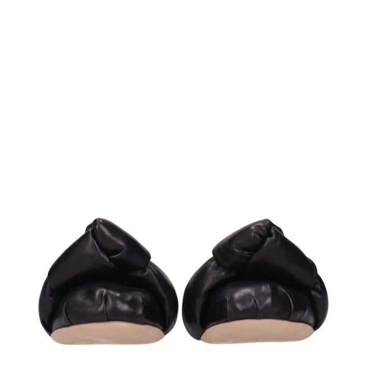 Miu Black Leather Ballet Flats